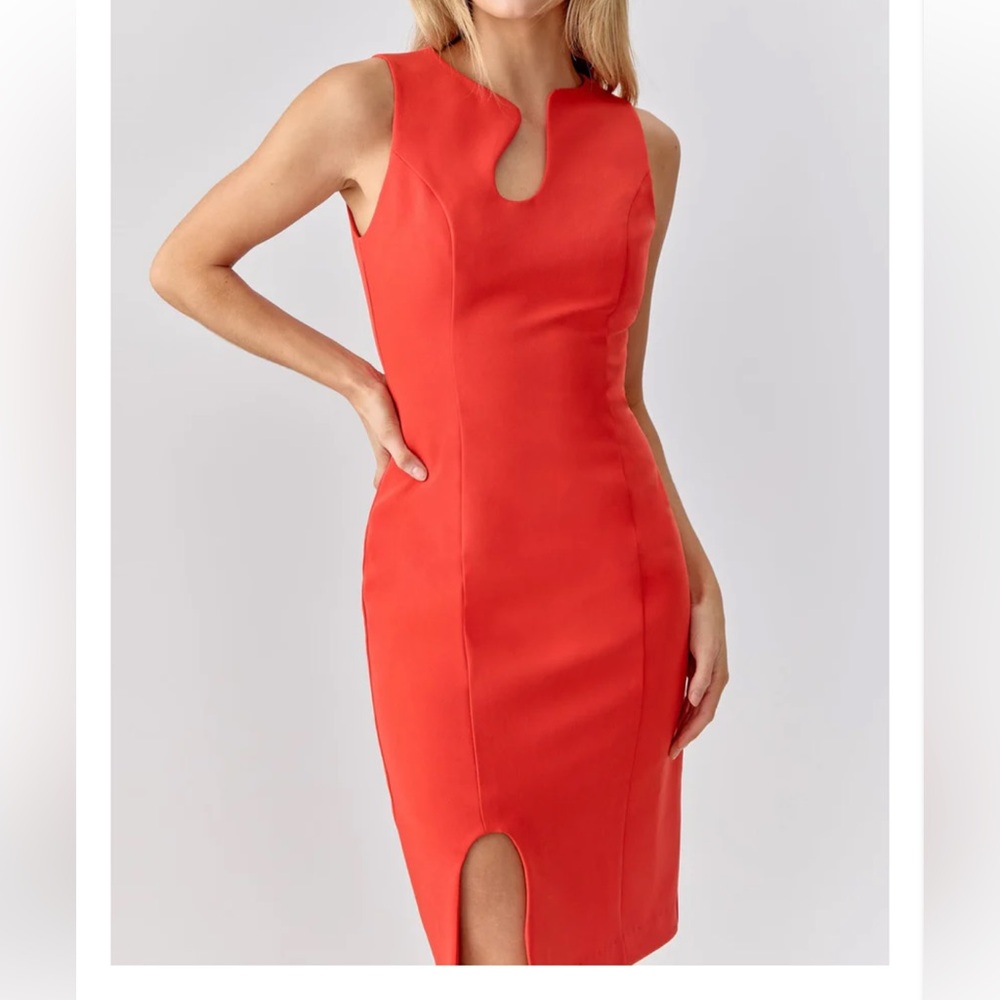Adelyn Rae Kayla Wave Cut Sheath Dress in Radiant Red